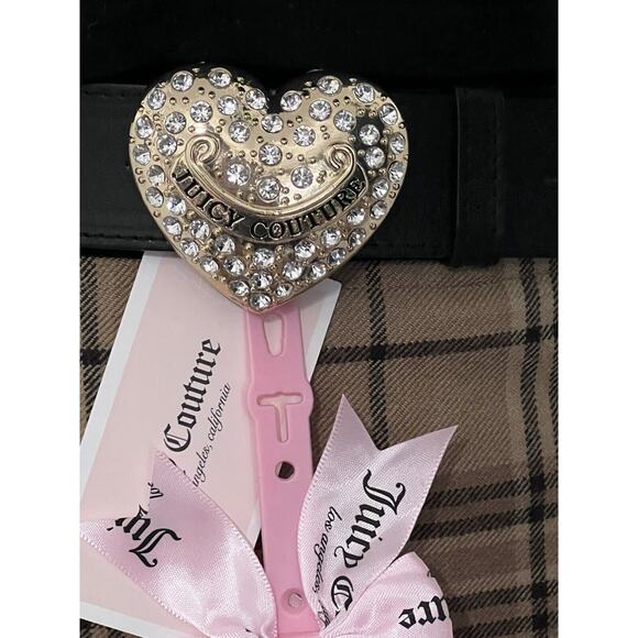 Juicy Couture Black Belt Gold Heart Buckle L/XL NWT Bling Y2K Style Rhinestones main image 9